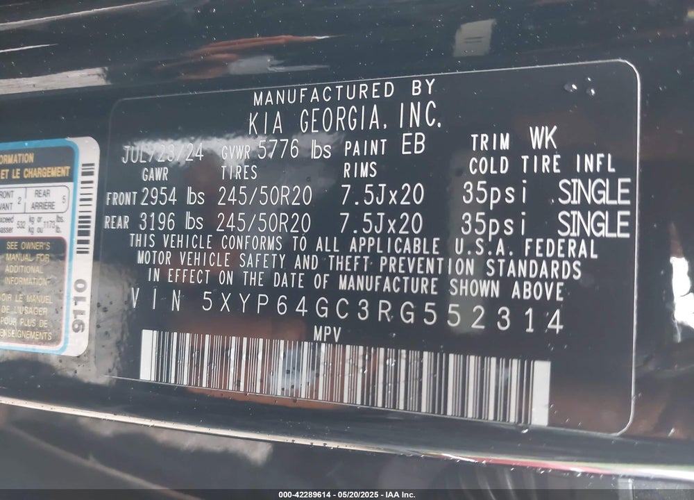 2024 KIA TELLURIDE VIN: 5XYP64GC3RG552314