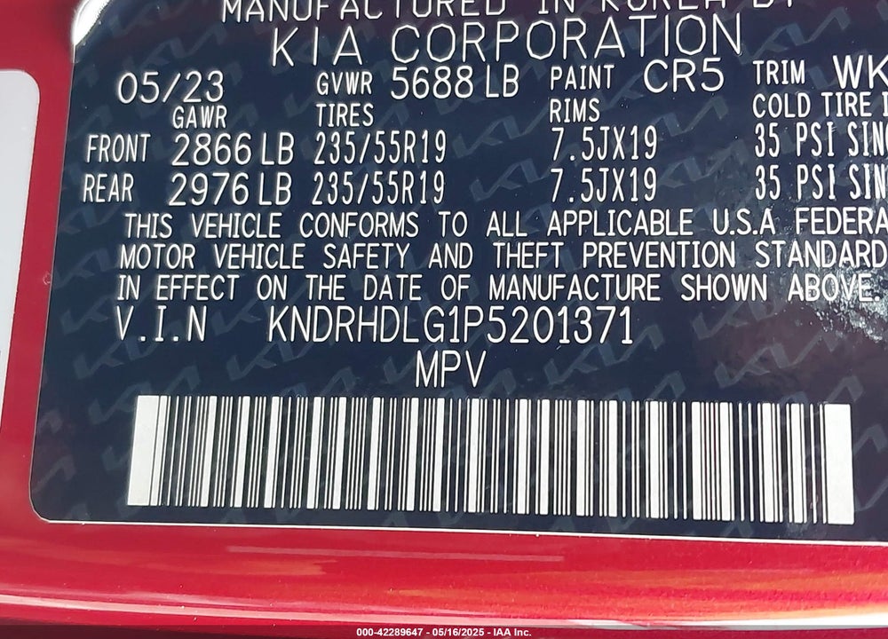2023 KIA SORENTO HYBRID EX VIN: KNDRHDLG1P5201371