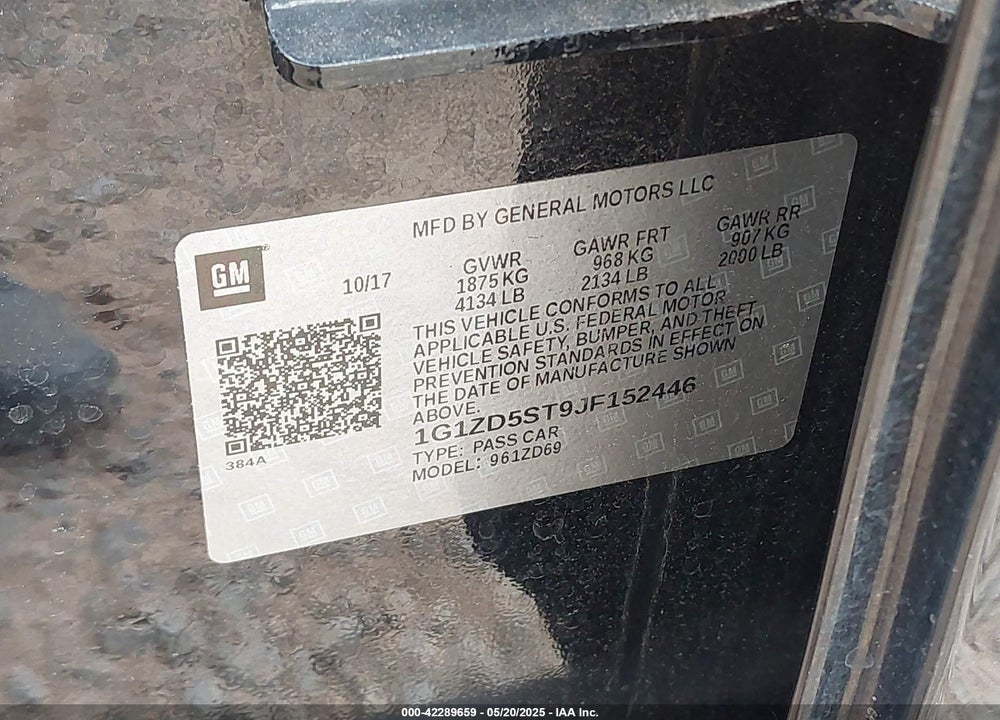 2018 CHEVROLET MALIBU LT VIN: 1G1ZD5ST9JF152446