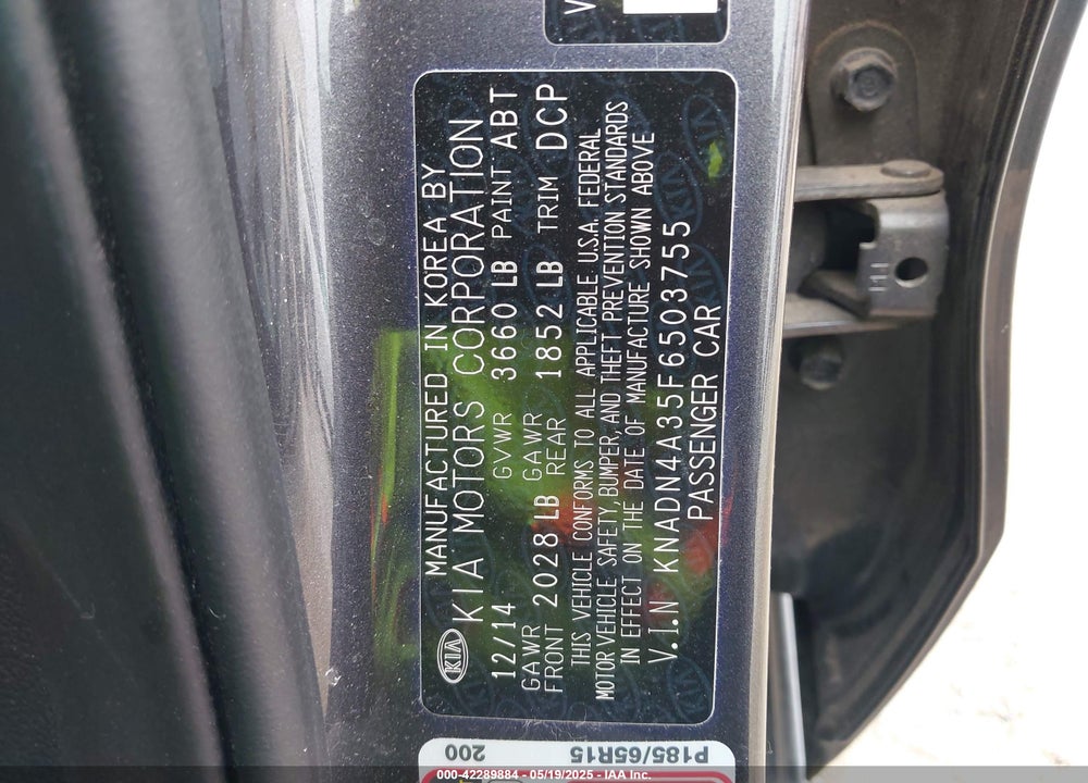 2015 KIA RIO VIN: KNADN4A35F6503755