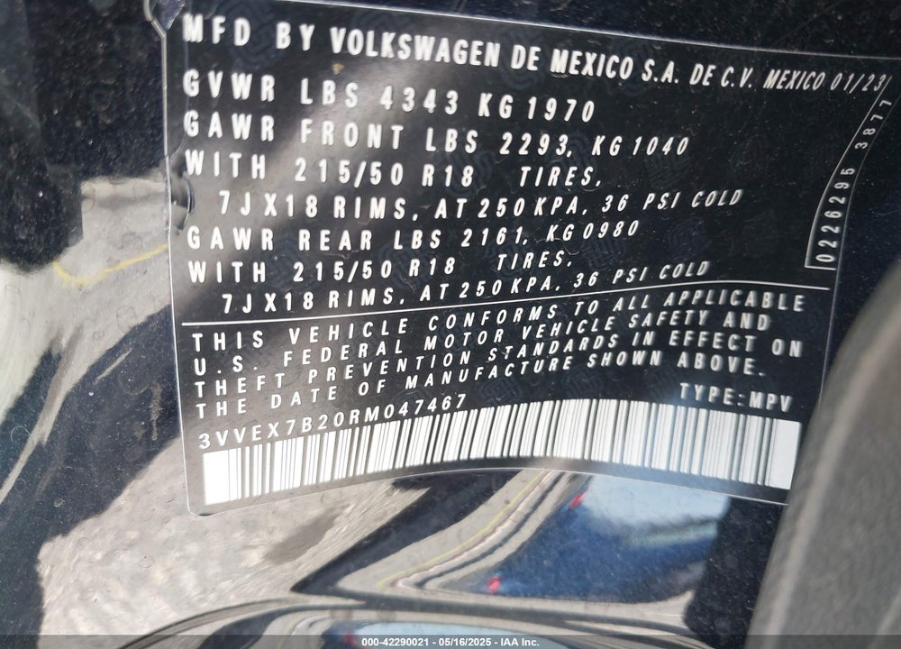 2024 VOLKSWAGEN TAOS 1.5T SE VIN: 3VVEX7B20RM047467