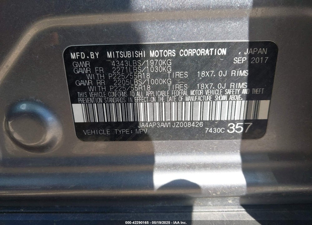 2018 MITSUBISHI OUTLANDER SPORT 2.4 SE VIN: JA4AP3AW1JZ008426