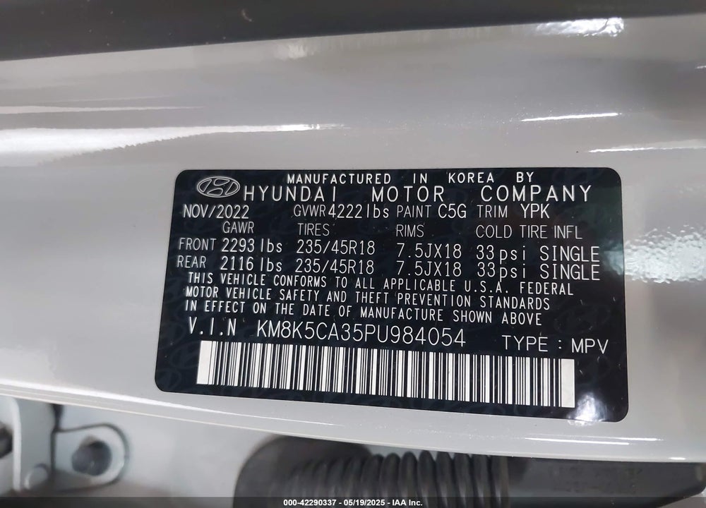 2023 HYUNDAI KONA VIN: KM8K5CA35PU984054