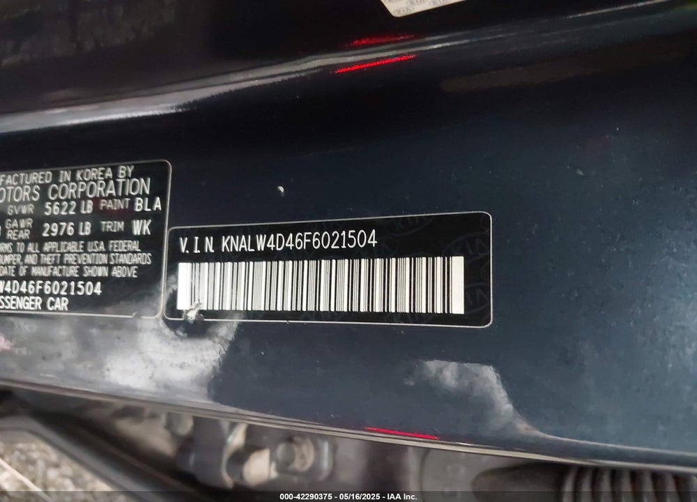 2015 KIA K900 VIN: KNALW4D46F6021504