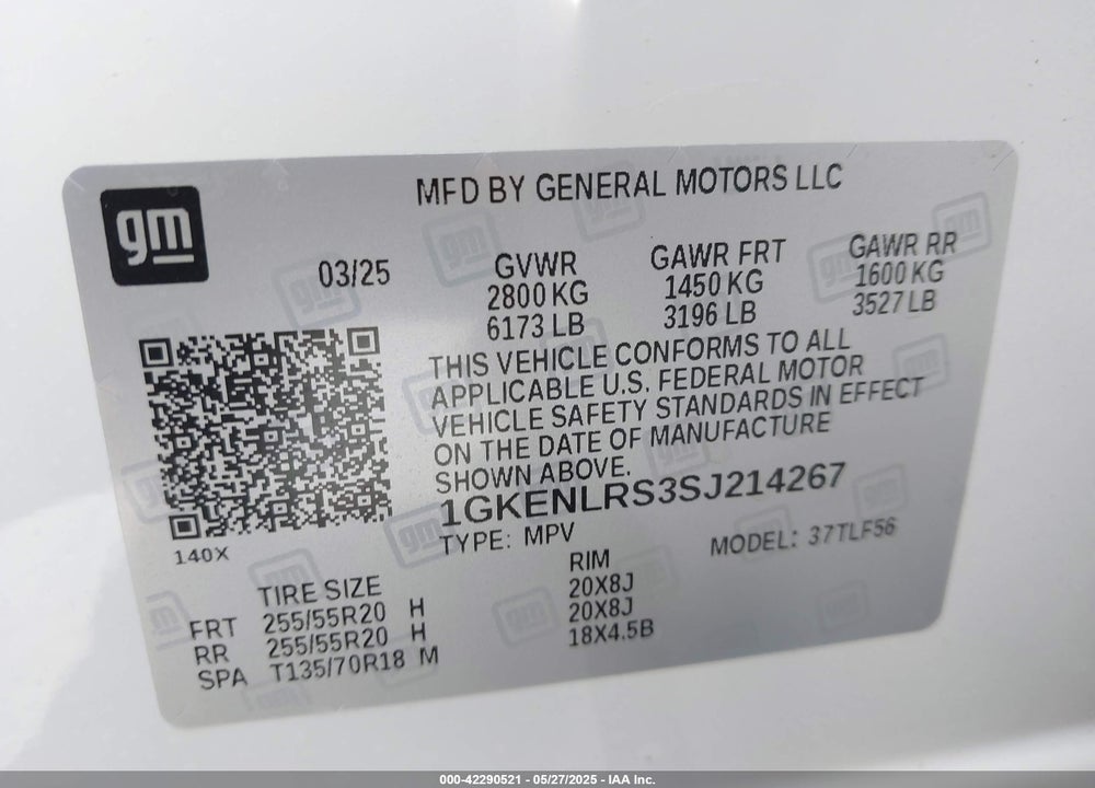 2025 GMC ACADIA FWD DENALI VIN: 1GKENLRS3SJ214267