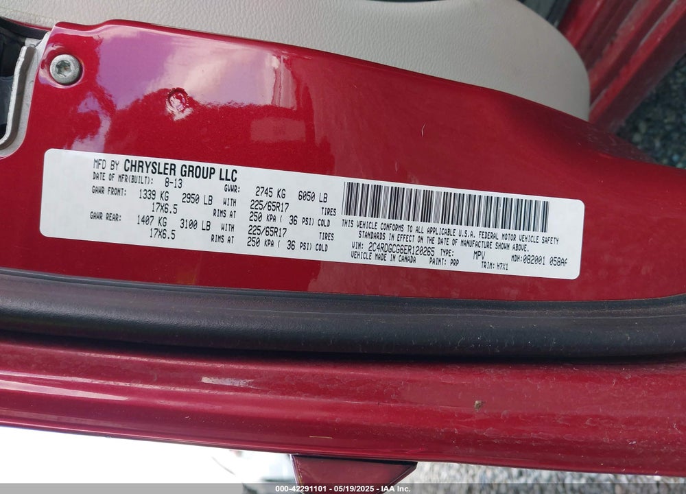 2014 DODGE GRAND CARAVAN SXT VIN: 2C4RDGCG6ER120265