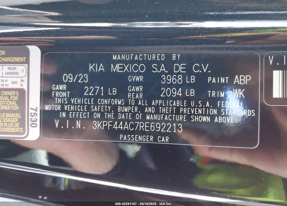 2024 KIA FORTE VIN: 3KPF44AC7RE692213
