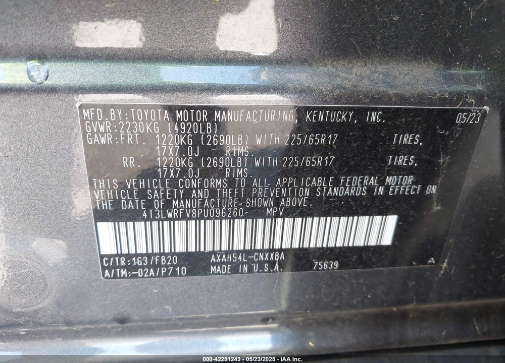 2023 TOYOTA RAV4 HYBRID LE VIN: 4T3LWRFV8PU096260