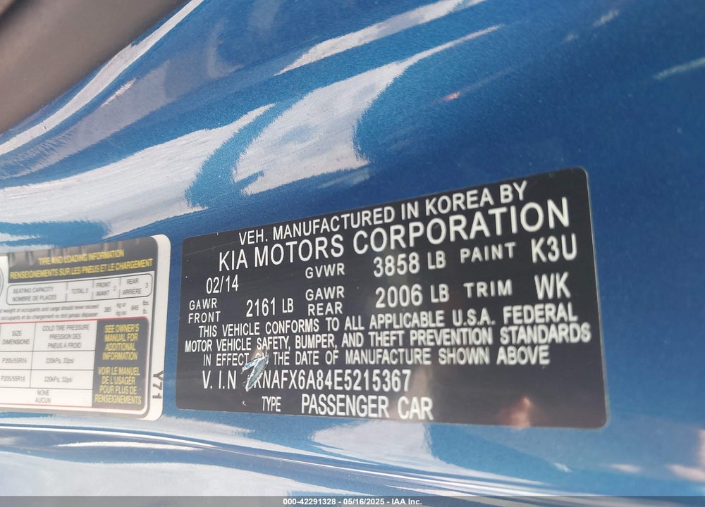 2014 KIA FORTE KOUP VIN: KNAFX6A84E5215367