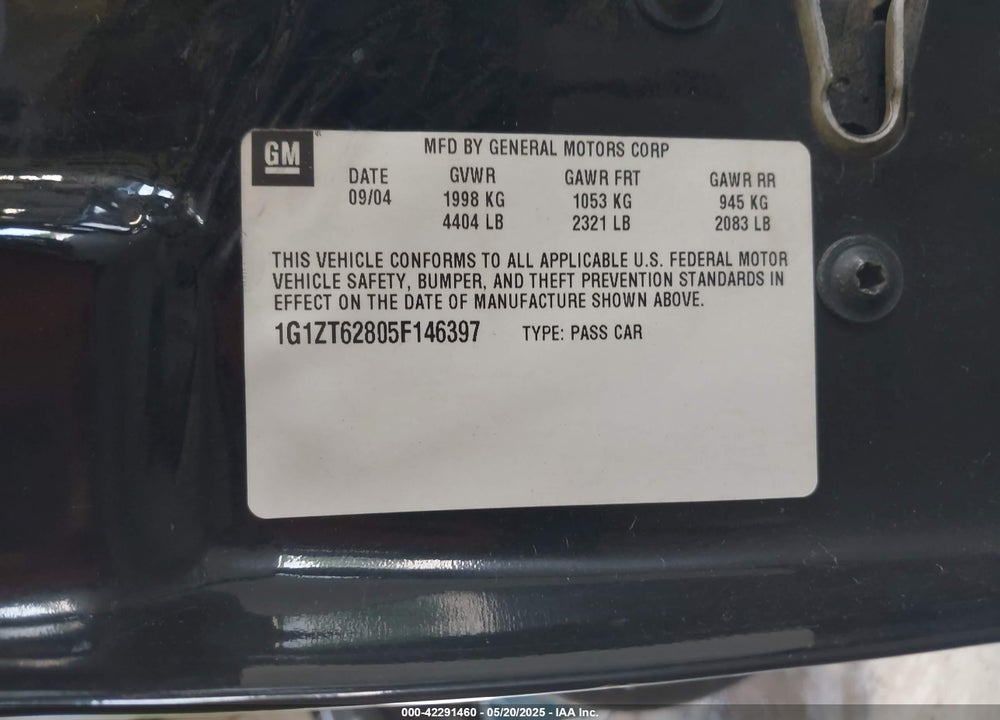 2005 CHEVROLET MALIBU MAXX LS VIN: 1G1ZT62805F146397