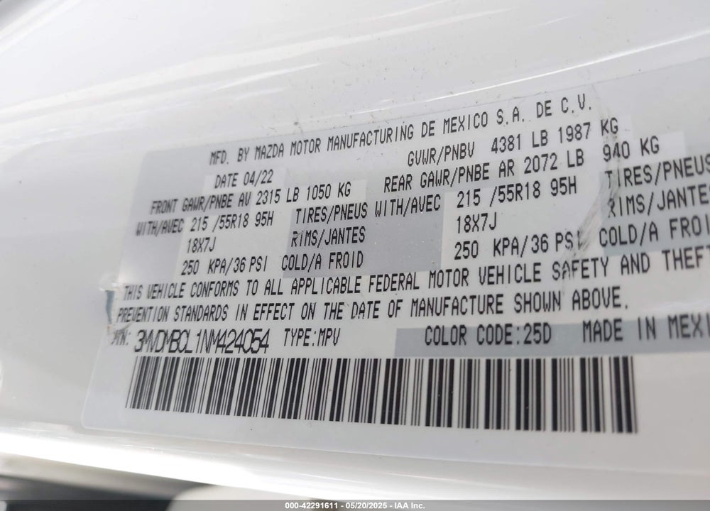 2022 MAZDA CX-30 PREFERRED VIN: 3MVDMBCL1NM424054