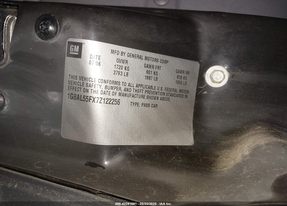 2007 SATURN ION 3 VIN: 1G8AL55FX7Z122256