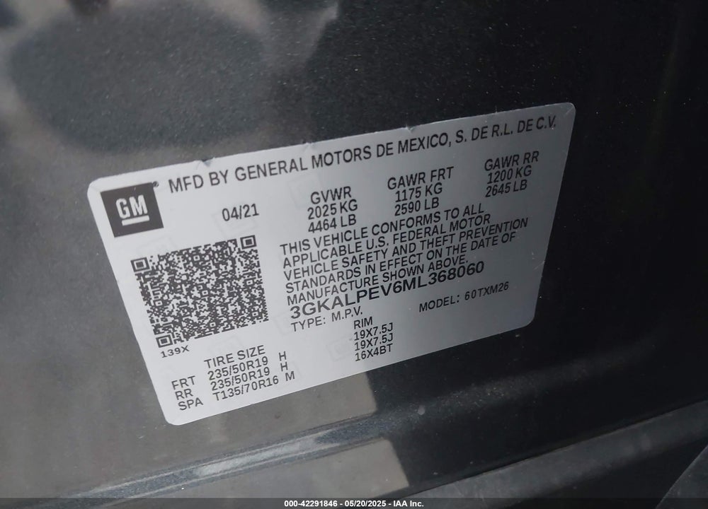 2021 GMC TERRAIN VIN: 3GKALPEV6ML368060