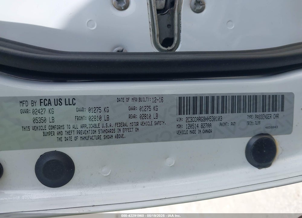 2017 CHRYSLER 300 VIN: 2C3CCARG9HH530103
