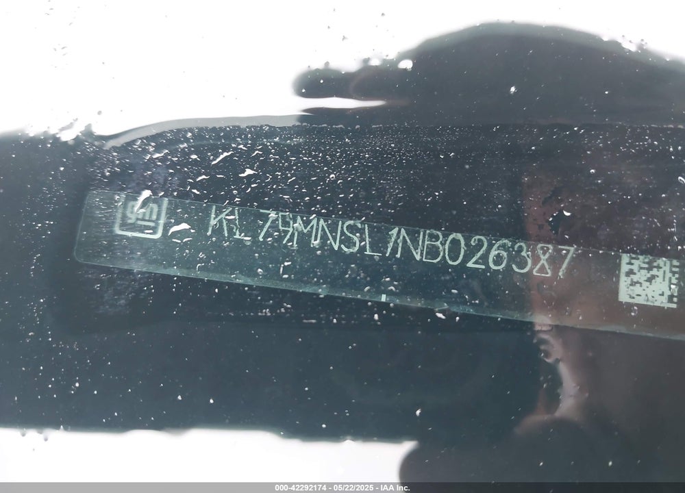 2022 CHEVROLET TRAILBLAZER VIN: KL79MNSL1NB026387