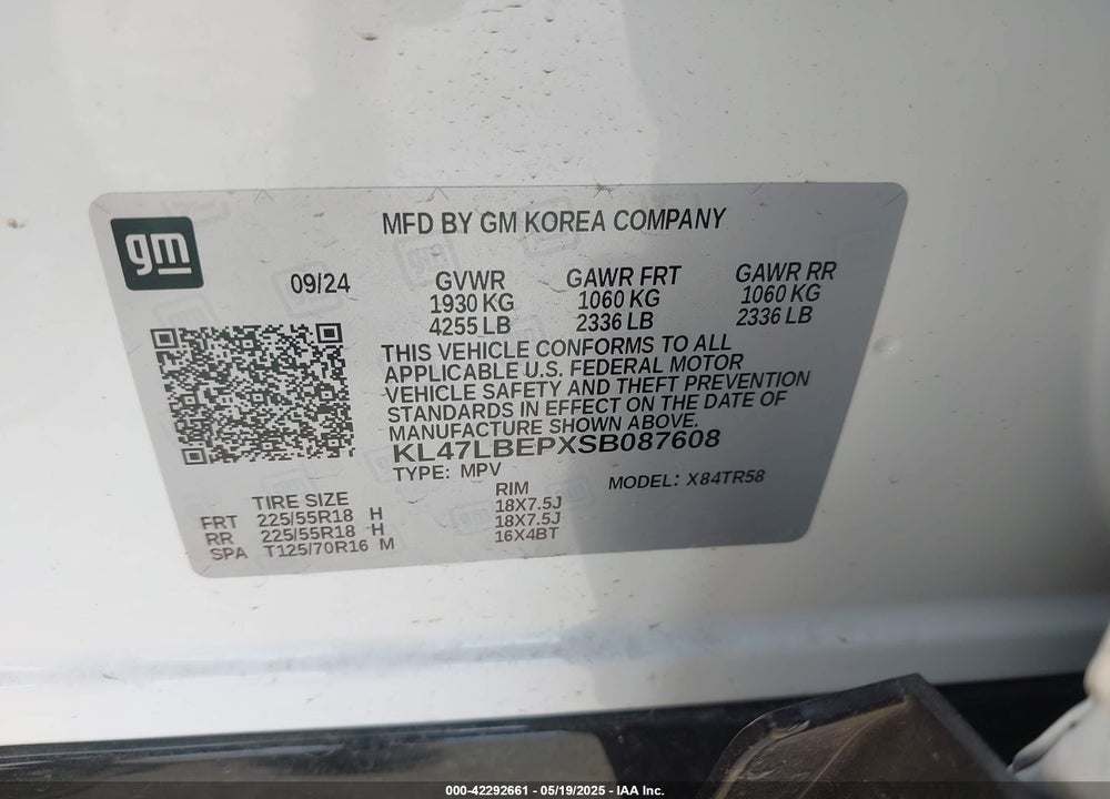 2025 BUICK ENVISTA VIN: KL47LBEPXSB087608