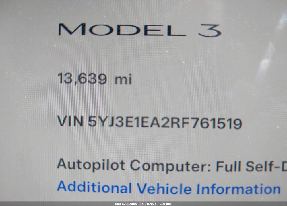 2024 TESLA MODEL 3 VIN: 5YJ3E1EA2RF761519