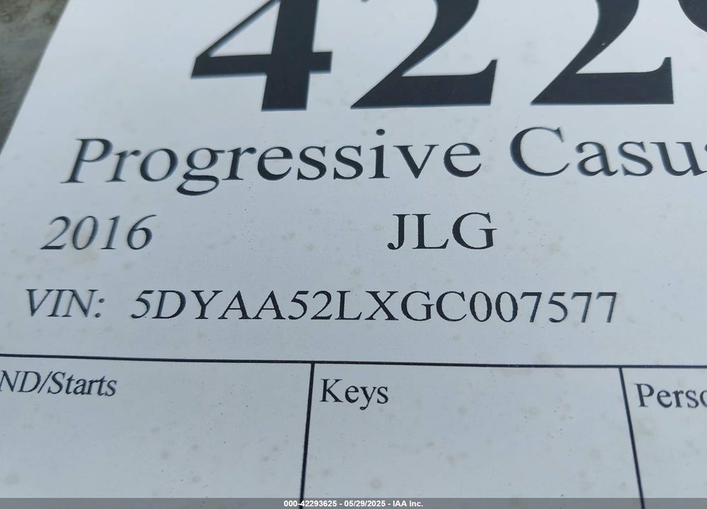 2016 JLG OTHER VIN: 5DYAA52LXGC007577