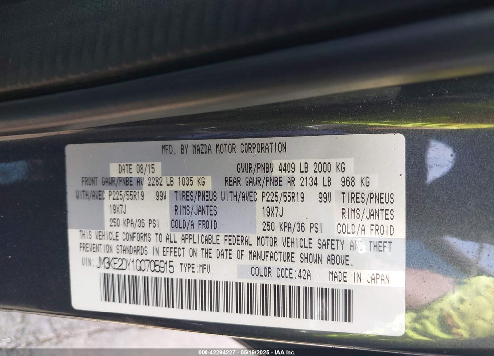2016 MAZDA CX-5 VIN: JM3KE2DY1G0705915