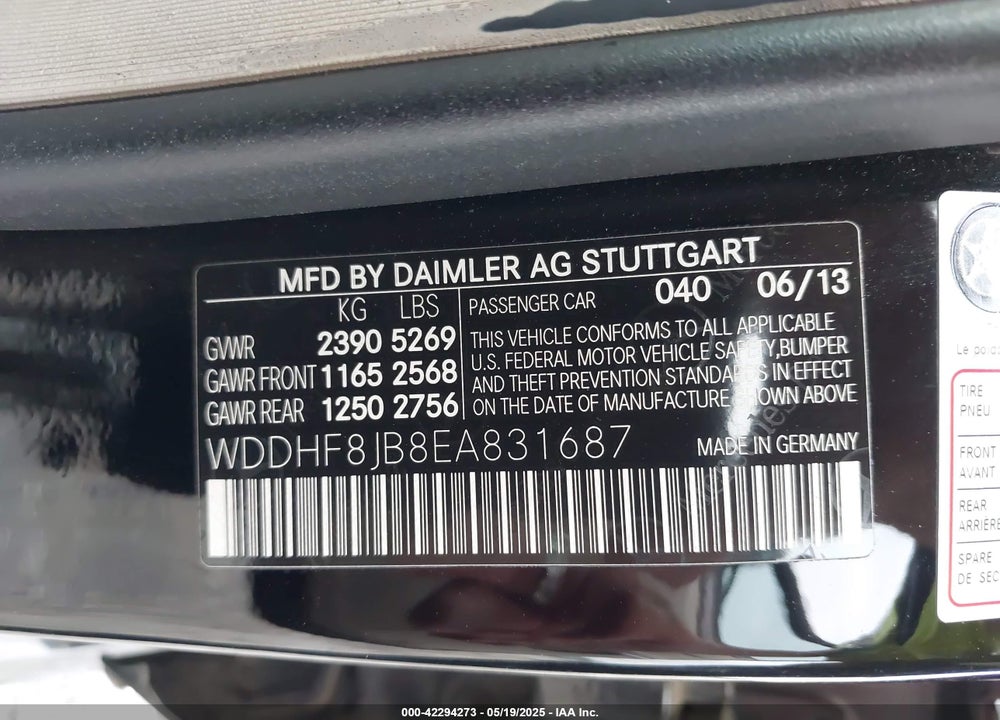 2014 MERCEDES-BENZ E 350 VIN: WDDHF8JB8EA831687