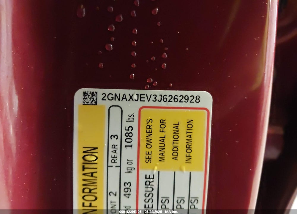 2018 CHEVROLET EQUINOX VIN: 2GNAXJEV3J6262928