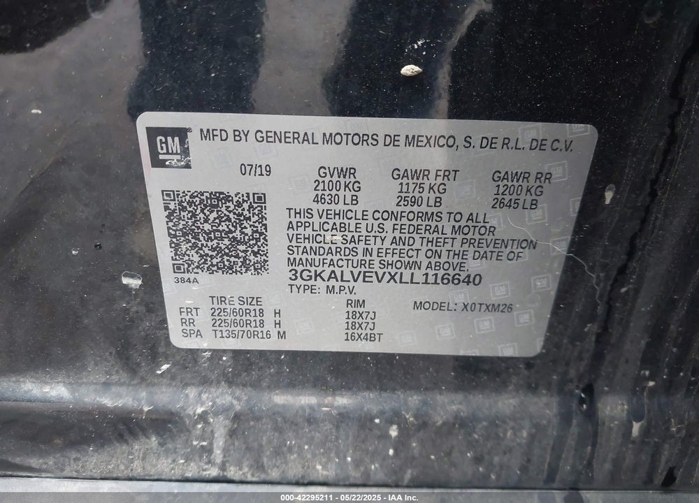 2020 GMC TERRAIN VIN: 3GKALVEVXLL116640