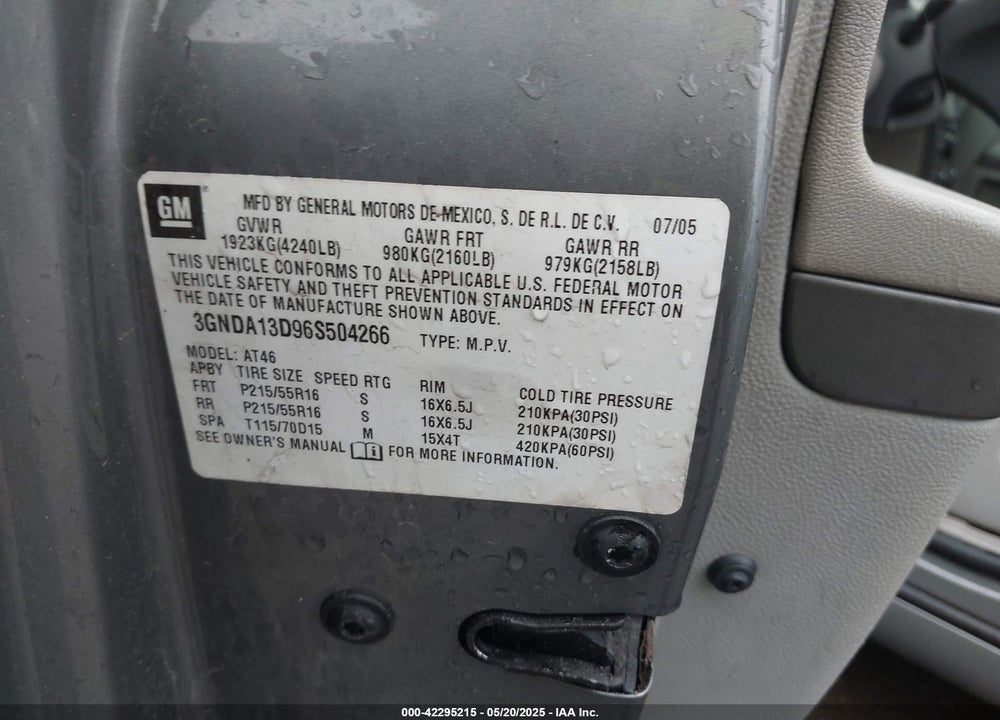 2006 CHEVROLET HHR VIN: 3GNDA13D96S504266