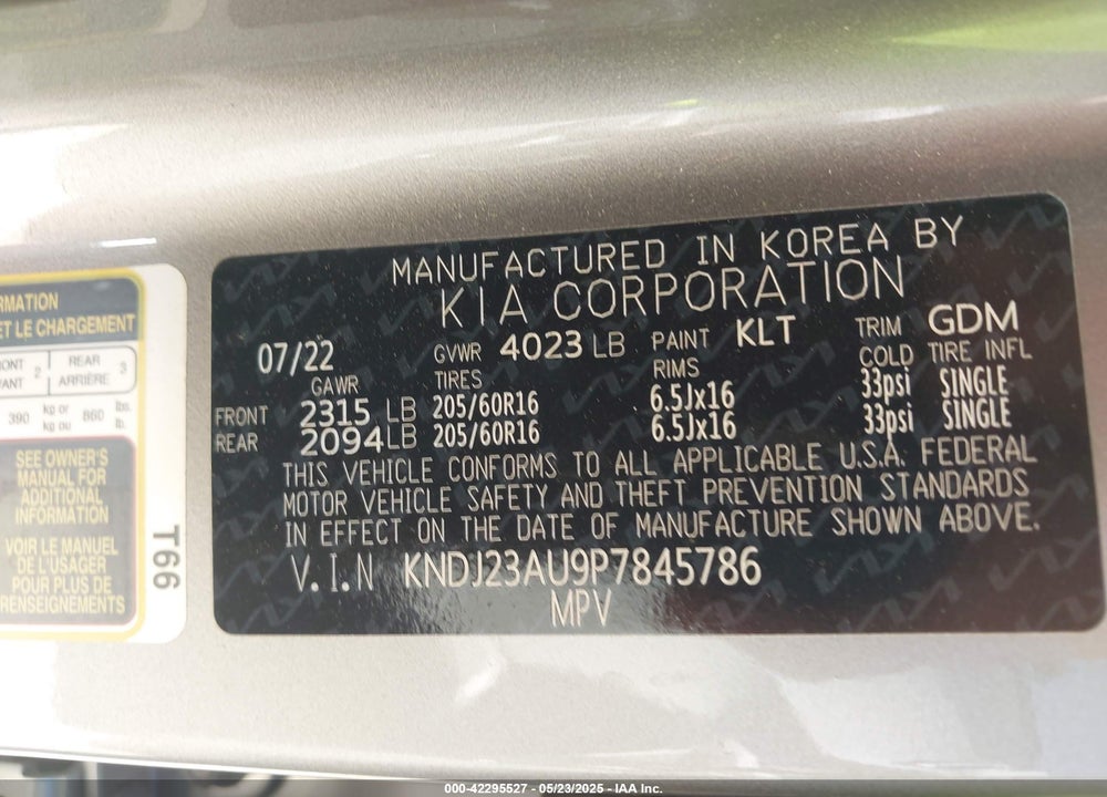 2023 KIA SOUL VIN: KNDJ23AU9P7845786