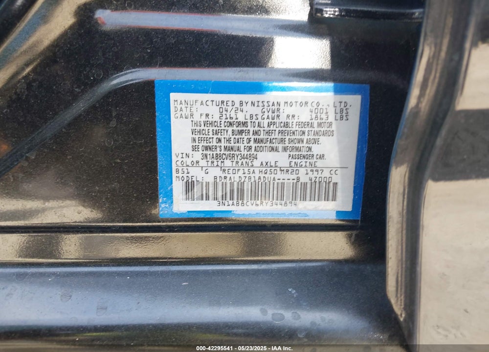 2024 NISSAN SENTRA VIN: 3N1AB8CV6RY344894