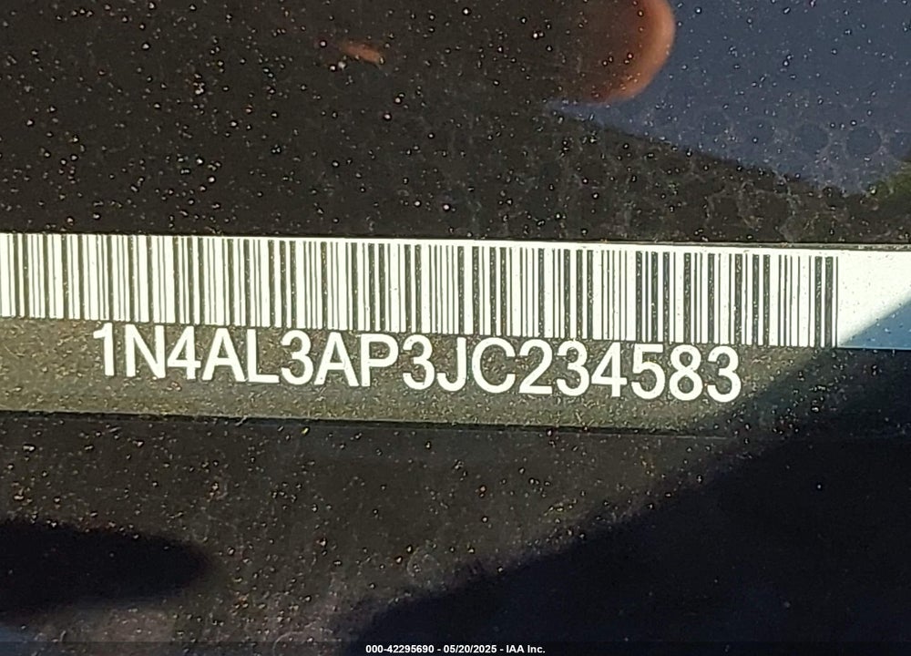 2018 NISSAN ALTIMA 2.5 SL VIN: 1N4AL3AP3JC234583