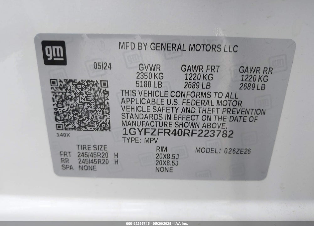 2024 CADILLAC XT4 VIN: 1GYFZFR40RF223782