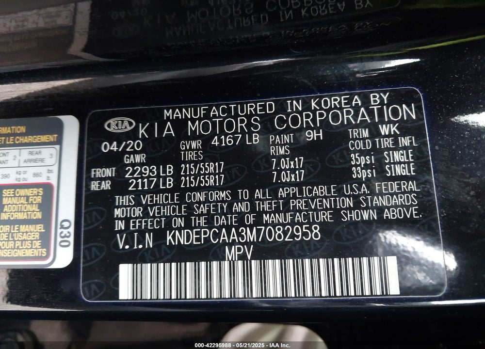 2021 KIA SELTOS VIN: KNDEPCAA3M7082958