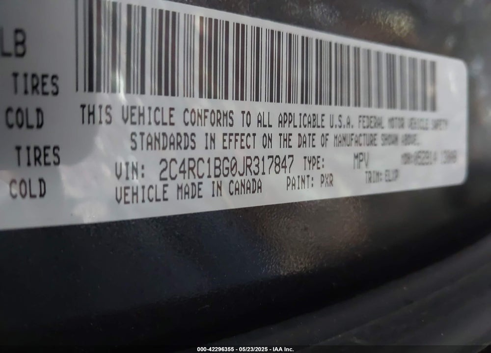2018 CHRYSLER PACIFICA TOURING L VIN: 2C4RC1BG0JR317847