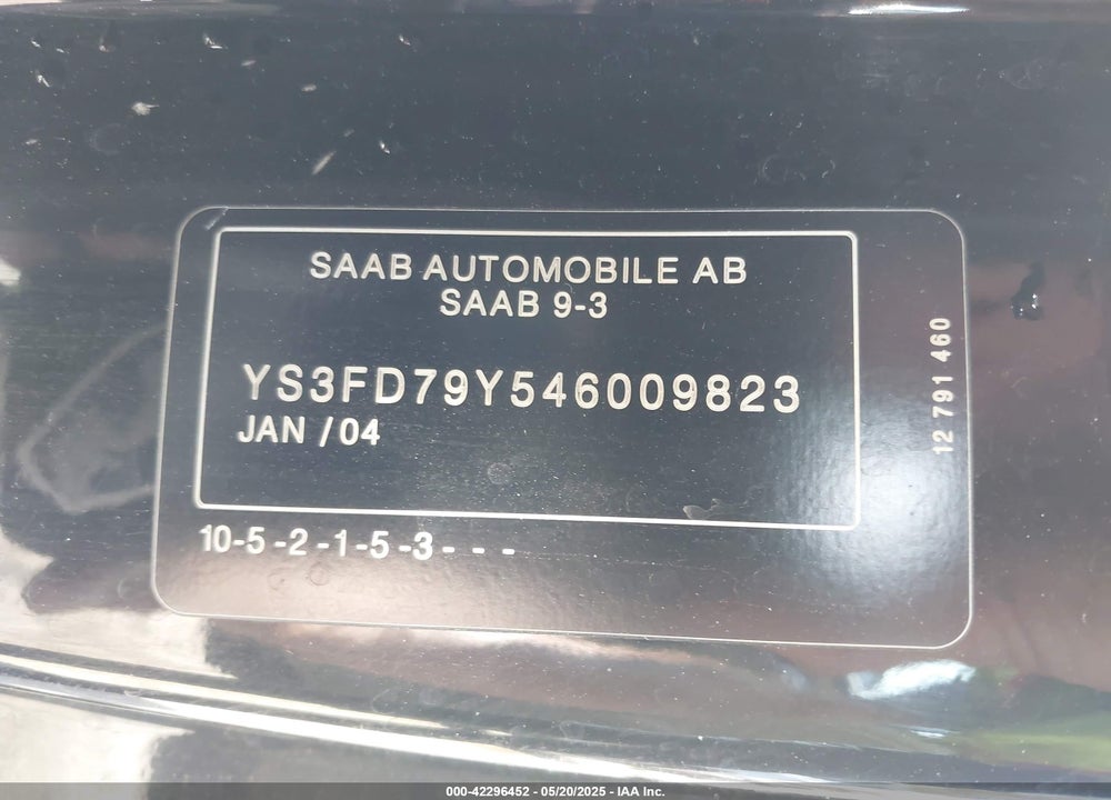 2004 SAAB 9-3 ARC VIN: YS3FD79Y546009823