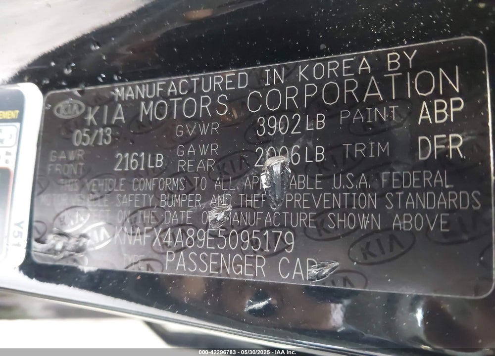 2014 KIA FORTE VIN: KNAFX4A89E5095179