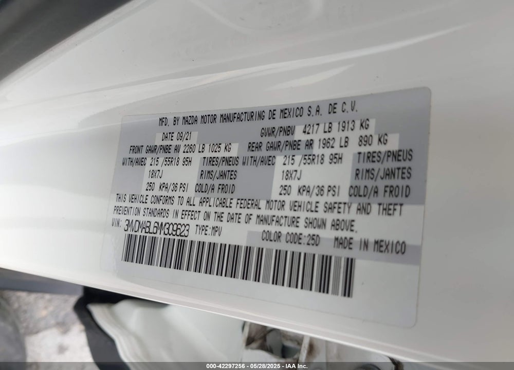 2021 MAZDA CX-30 VIN: 3MVDMABL6MM309623