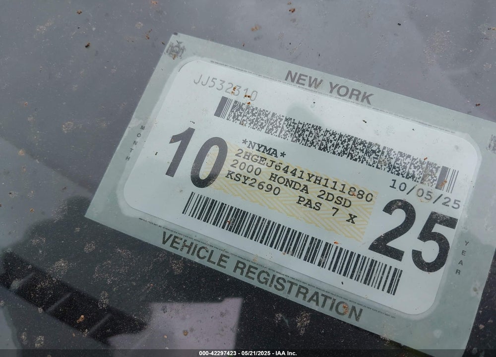 2000 HONDA CIVIC DX VIN: 2HGEJ6441YH111880