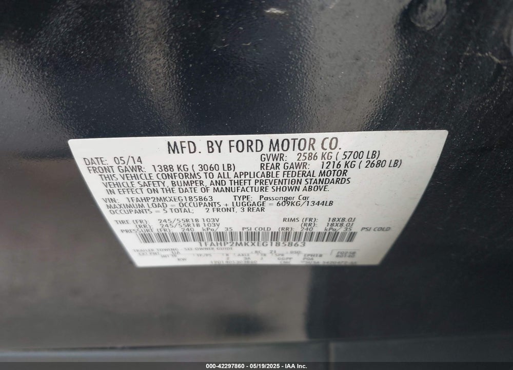 2014 FORD POLICE INTERCEPTOR VIN: 1FAHP2MKXEG185863