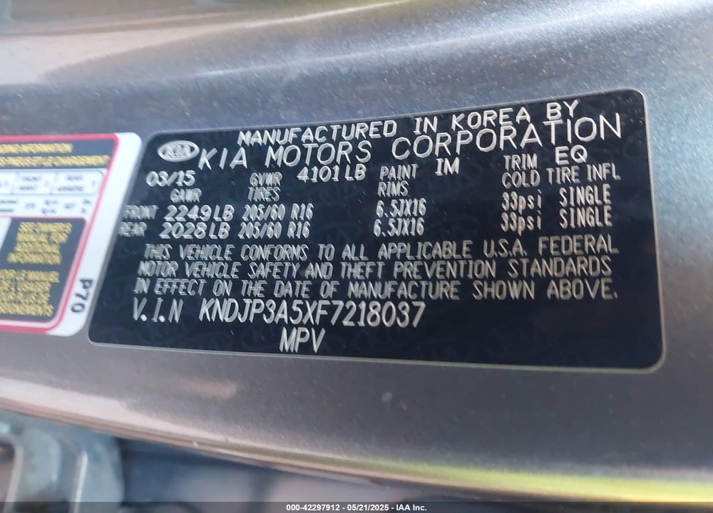 2015 KIA SOUL VIN: KNDJP3A5XF7218037