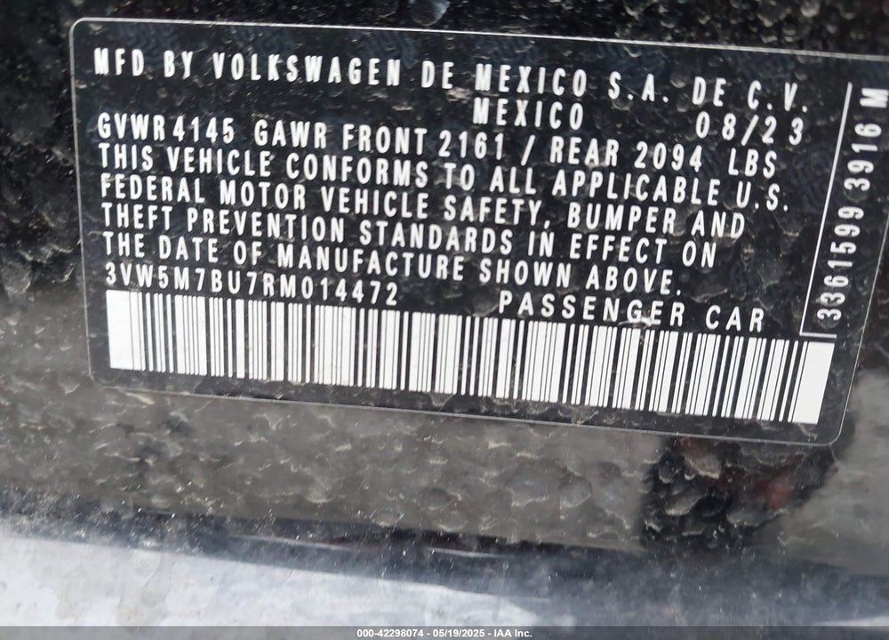 2024 VOLKSWAGEN JETTA VIN: 3VW5M7BU7RM014472