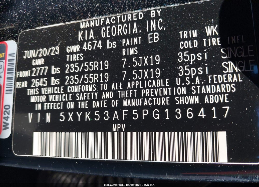 2023 KIA SPORTAGE SX PRESTIGE VIN: 5XYK53AF5PG136417