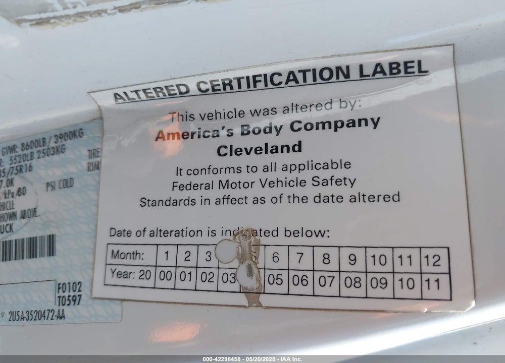 2004 FORD E-250 VIN: 1FTNE24W34HB00523