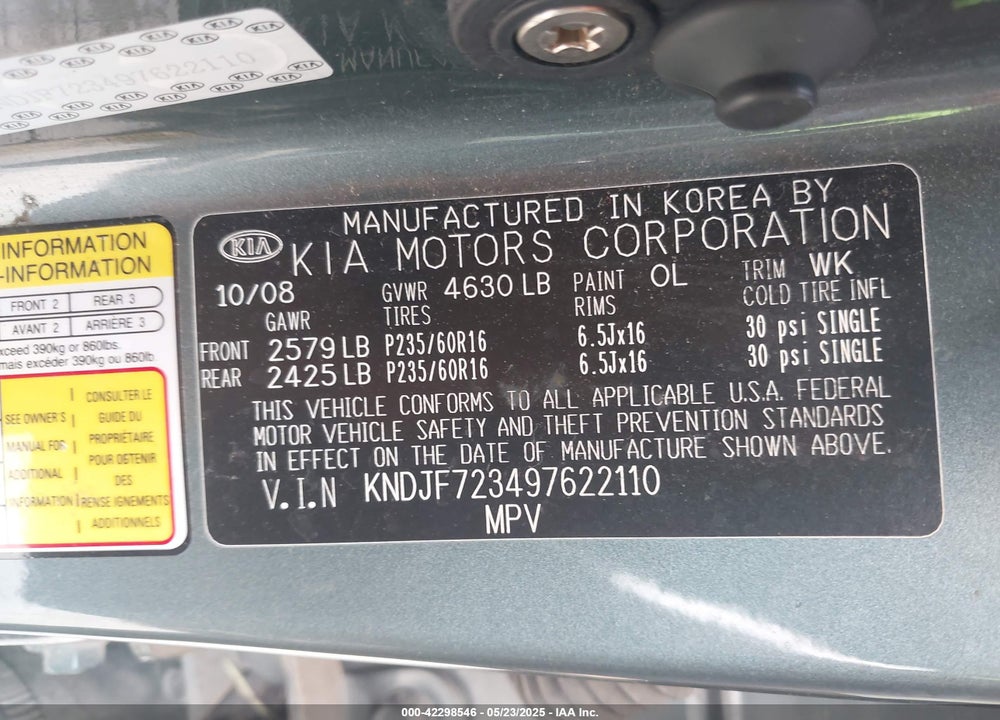 2009 KIA SPORTAGE LX V6 VIN: KNDJF723497622110