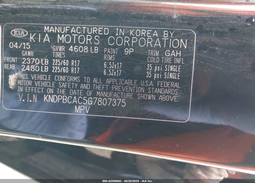 2016 KIA SPORTAGE LX VIN: KNDPBCAC5G7807375