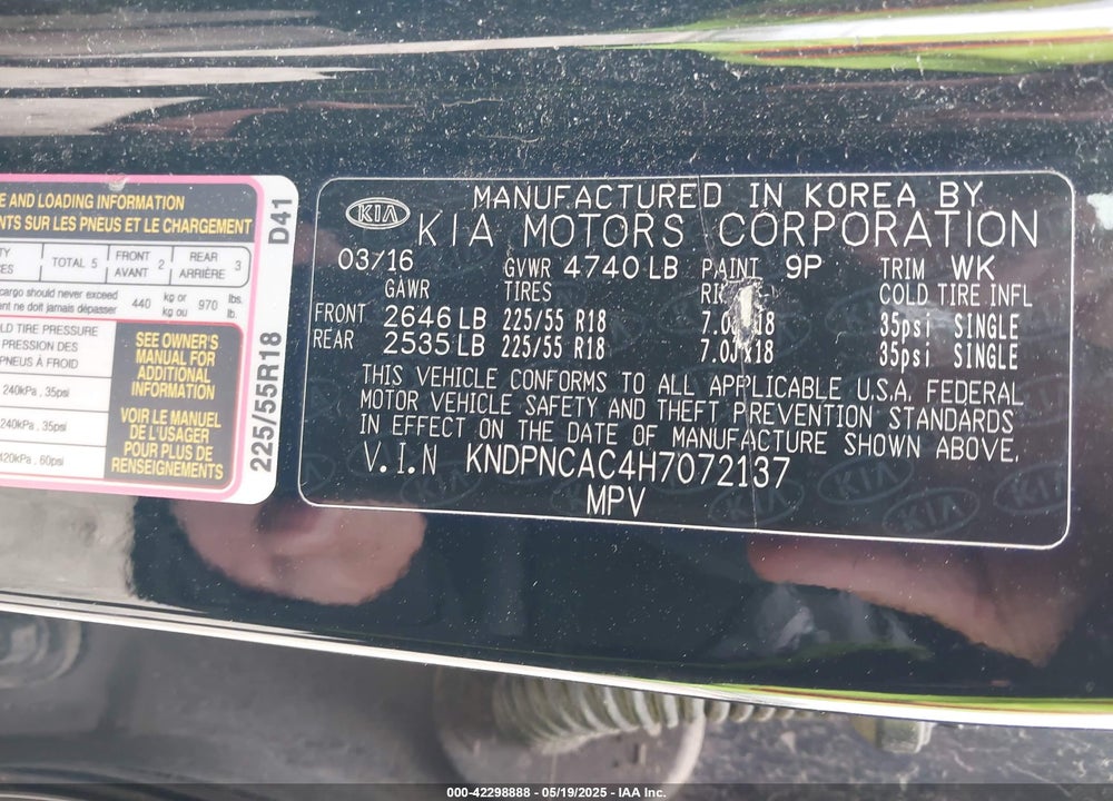 2017 KIA SPORTAGE EX VIN: KNDPNCAC4H7072137