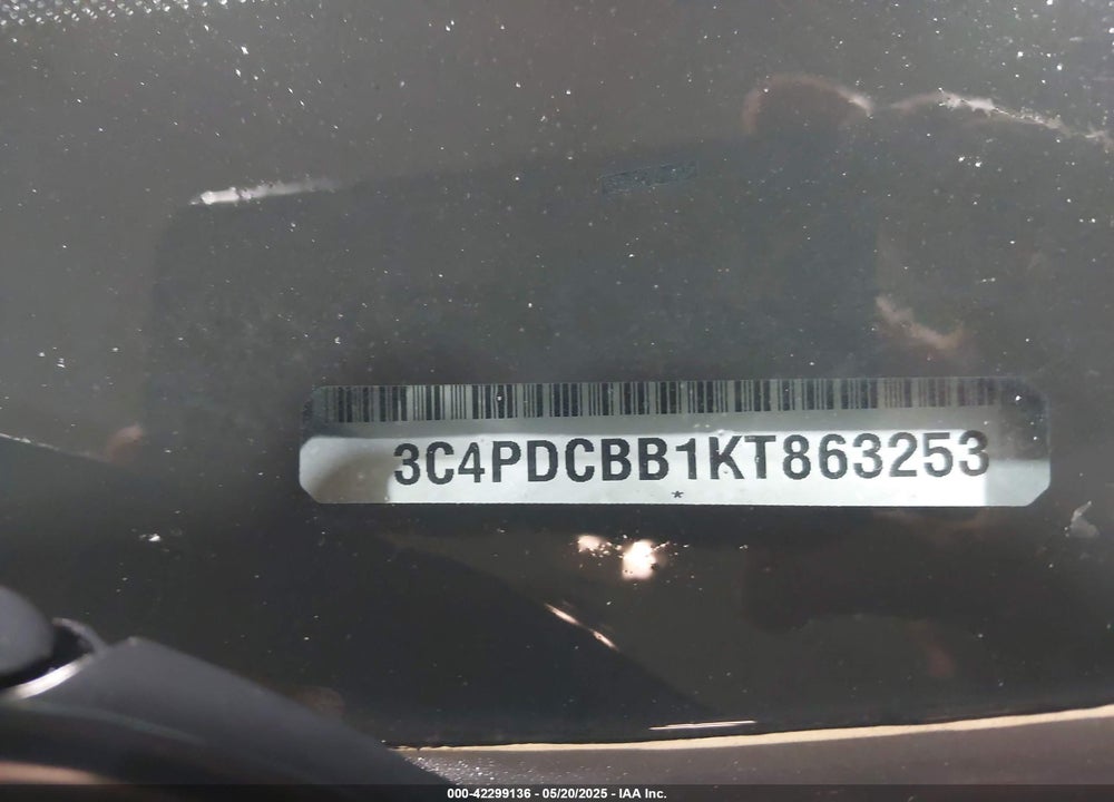 2019 DODGE JOURNEY VIN: 3C4PDCBB1KT863253
