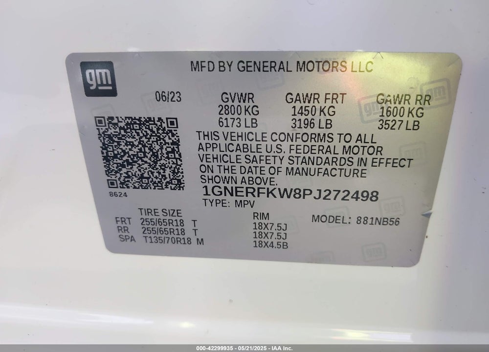 2023 CHEVROLET TRAVERSE FWD LS VIN: 1GNERFKW8PJ272498