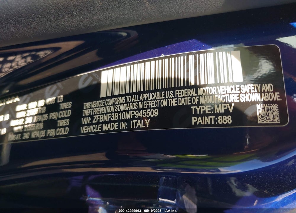 2021 FIAT 500X TREKKING AWD VIN: ZFBNF3B10MP945509