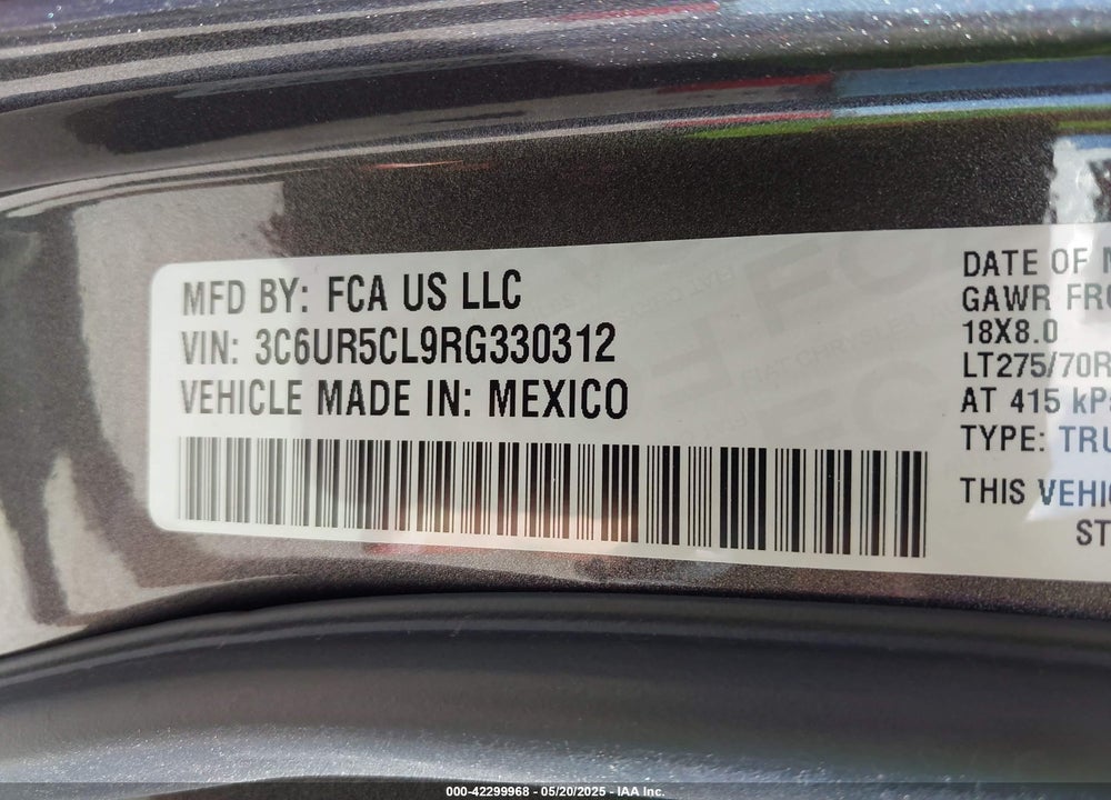 2024 RAM 2500 VIN: 3C6UR5CL9RG330312