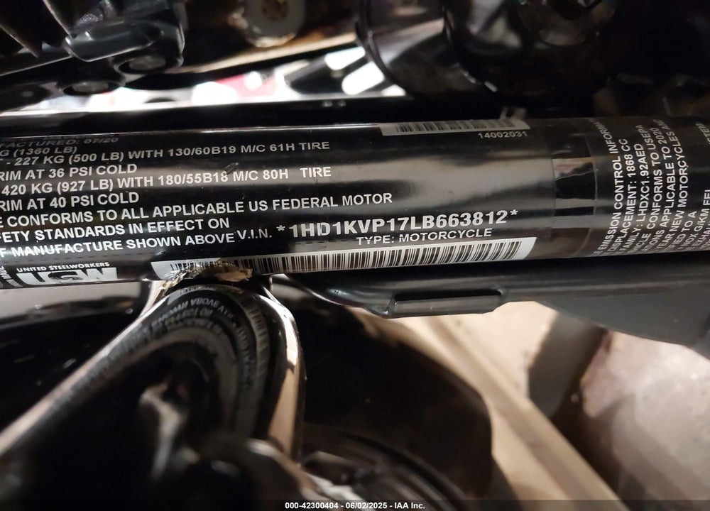2020 HARLEY-DAVIDSON FLHRXS VIN: 1HD1KVP17LB663812